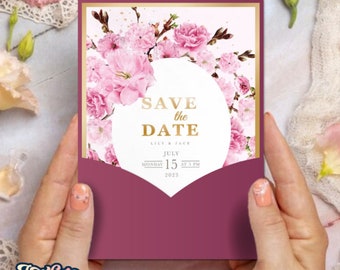 Classic pocket envelope 5x7, Wedding Invitation SVG pocket, Cutout invitation envelope, Menu, invite holder template Cricut Cameo Laser cut.