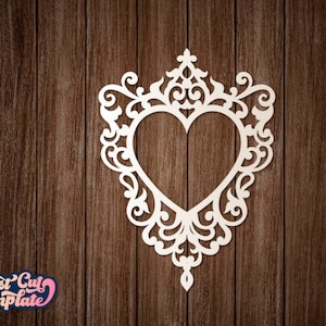 Frame hart SVG, wervelingen Monogram frame, hart monogram svg, Valentijnsdag hart svg, prinses spiegel frame svg, Cricut Laser gesneden sjabloon