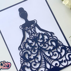 Quinceanera invitation SVG, Birthday pocket envelope, Princess wedding invitation, Sweet sixteen invitation, digital template Cricut, Cameo.