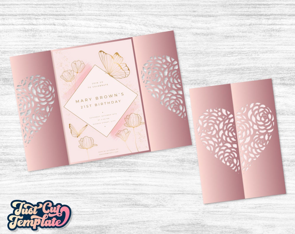 8 Gate Fold Card SVG Templates Set, Heart Cut Out Cards, Laser Cut ...