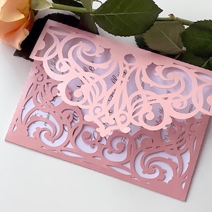 Lace wedding envelope SVG, Pocket invitation 5x7, Wedding cutout Envelope, Paper Envelope template Cricut, Silhouette Cameo, Laser cut.