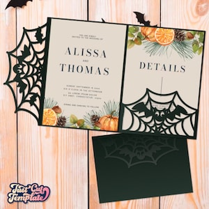 Halloween Halloween Hochzeitseinladung SVG 5x7, Gothic Party Einladung, Vorlage Cricut Cameo Laser cut, digital.