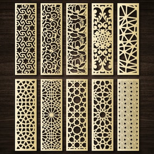 Panelen met patroon, decoratieve panelen set, lasergesneden grillpanelen, muurscherm, plasmagesneden, CNC lasergesneden Cricut cameo, svg dxf cdr pdf png.