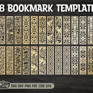 BOOKMARK SVG templates set, 28 Laser cut Wall Grill Panel set, Patterned Border, Bookmark Digital Templates kit, Cricut Bookmark templates.