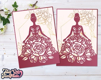 Quinceanera SVG Invitation, Princess girl pocket envelope, Princess wedding invitation SVG, Sweet sixteen invitation, Laser cut Cricut Cameo