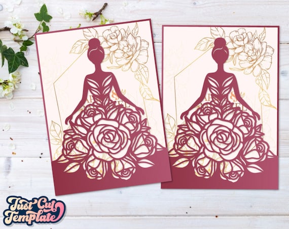 Quinceanera SVG Invitation, Princess girl pocket envelope, Princess wedding invitation SVG, Sweet sixteen invitation, Laser cut Cricut Cameo