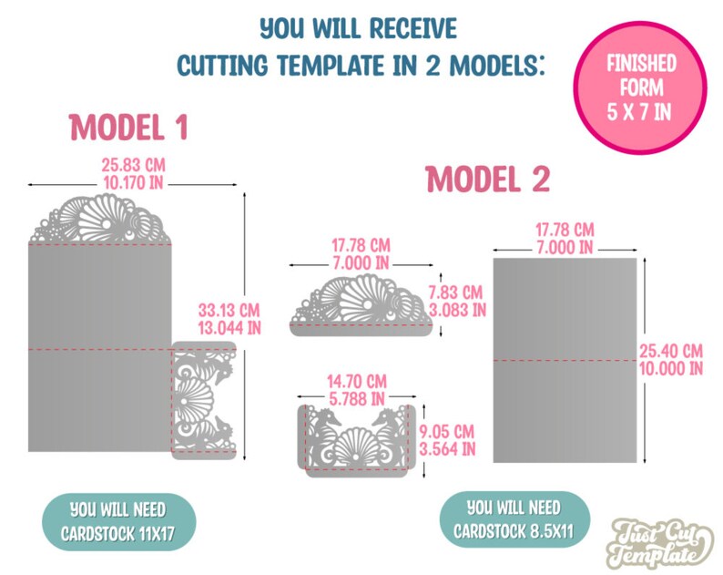 Seashell Trifold Pocket Invitation SVG Template Wedding - Etsy