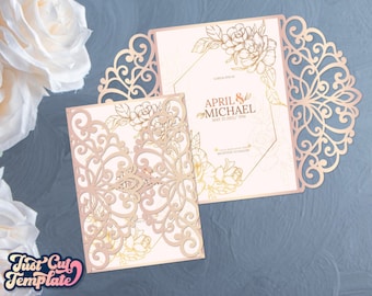 Gate invitation card SVG 5x7, lace invitation card, Wedding invitation SVG, cutting template Cricut Cameo Laser cut DXF Cdr Pdf Png Studio3