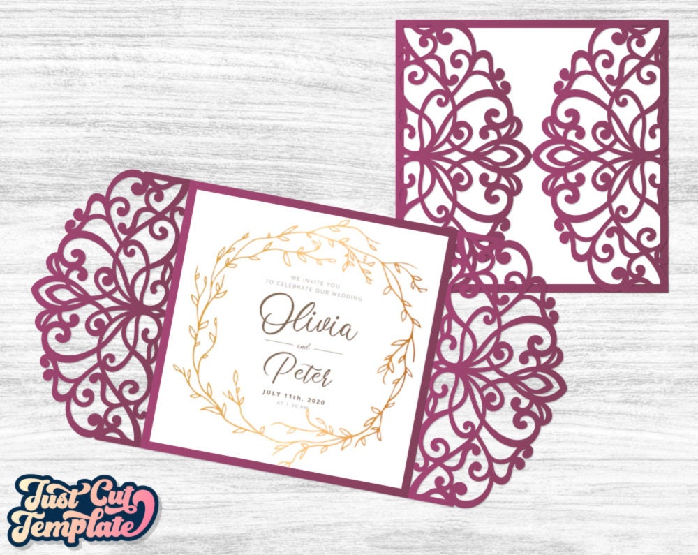 Wedding Invitation Templates SVG Set Wedding Card Envelope Etsy UK