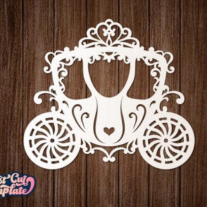 Carrosse de princesse SVG, svg entraîneur de princesse, anniversaire princesse svg, carrosse de Cendrillon modèle découpé au laser Cricut, carrosse png, clipart entraîneur