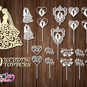 Braut und Bräutigam Hochzeit Topper SVG-Set Vorlagen, Hochzeit Topper svg Bundle, Braut und Bräutigam Vorlage Cricut Laserschnitt, Topper Laserschnitt.