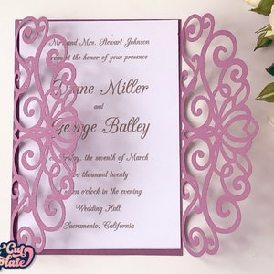 Cricut Wedding invitation SVG, wedding Gate fold card 5x7, Quinceanera invitation, cutting template Cricut Cameo Laser cut.