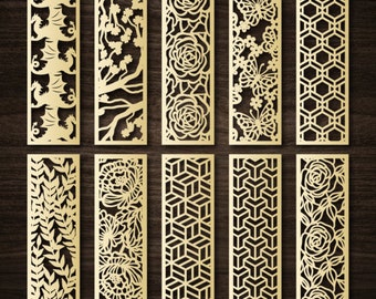 Decorative panels, 10 ornamental panels bundle DXF SVG, room divider, Bookmarks set, CNC Laser cut Cricut Cameo, svg dxf cdr pdf png eps.