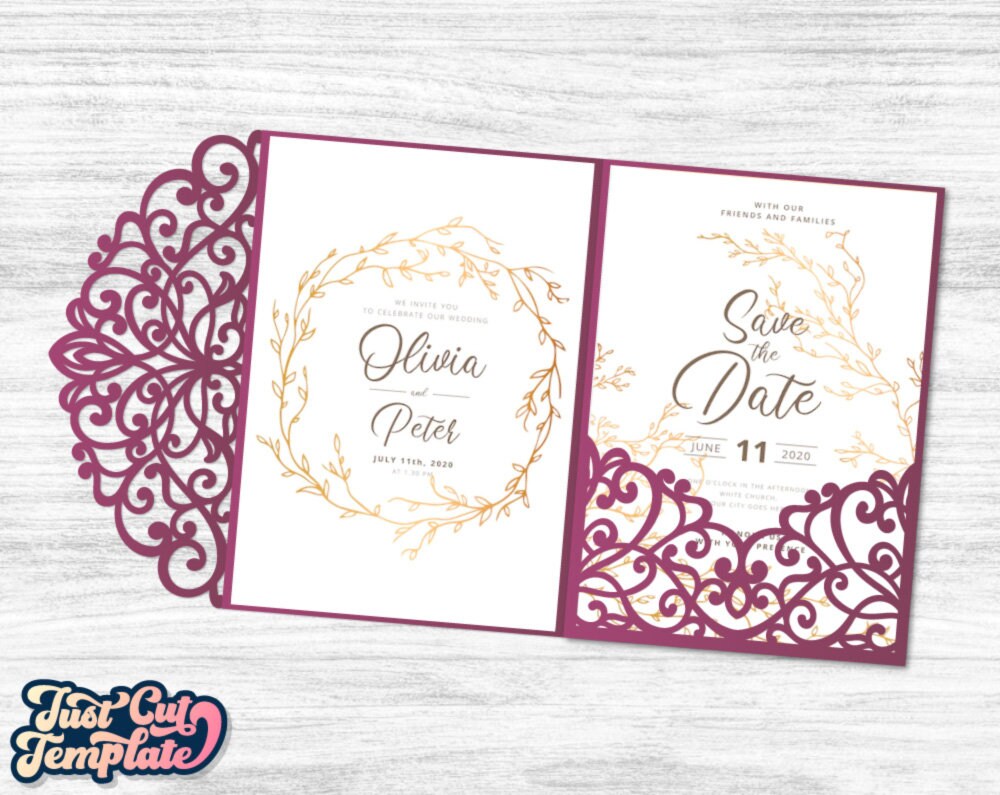 Wedding Invitation Templates SVG Set Wedding Card Envelope Etsy UK