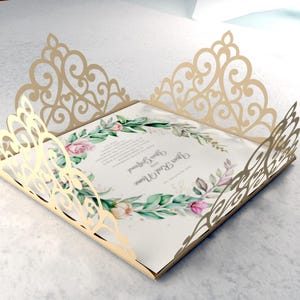 Vierfache Spitze Hochzeitseinladung SVG Vorlage | Edle Laser Cut Karte | Cricut Einladung 4-Fach-Datei | DIY Hochzeit Umschlag SVG, dxf cdr.
