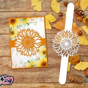 Invitation de mariage de tournesol SVG, ceinture de découpe de carte d’invitation, modèle de carte Cricut Belly Band, découpe laser, fichiers Cameo svg dxf cdr pdf png.