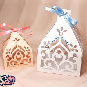 Favor Box SVG templates, Wedding Favor box cut files, Happy Birthday favor box,  Princess birthday favor box, Cricut Cameo Laser cut files.