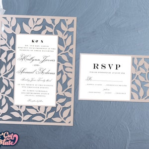 Blätter Karten SVG, Hochzeitseinladung SVG, Blumenblatt Karte, Save the Date Karte, Hochzeitskarten, Vorlagen Cricut Cameo Laser cut Papierschnitt