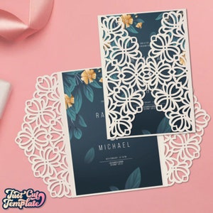Gate invitation 5x7, lace wedding invitation SVG, wedding invitation card cover, cutting template Cricut Cameo Laser cut, Digital.