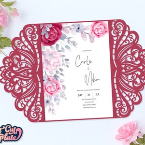 Spitze Hochzeitseinladung SVG, Torkarte Cricut-Vorlage, Hochzeitseinladung Laser-cut, Einladungskarte schneiden, Spitze Karte svg, Cricut Cameo Laser