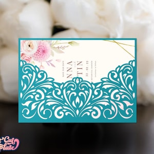 Hochzeit Tasche Umschlag SVG 5x7, Hochzeitseinladung SVG Abdeckung, Spitze Einladung Umschlag, Klassische Einladungsvorlage Cricut Cameo Laser geschnitten.