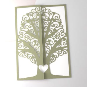 Tree Gatefold Wedding Invitation SVG, wedding card 5x7, Gate fold card, cutout invitation cover, template Cricut Cameo Laser cut Digital.