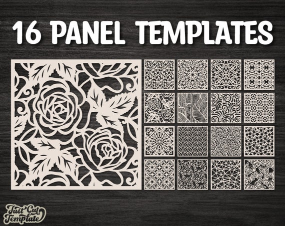 16 Square Panel Set SVG DXF Laser Cut Decorative Panel Templates