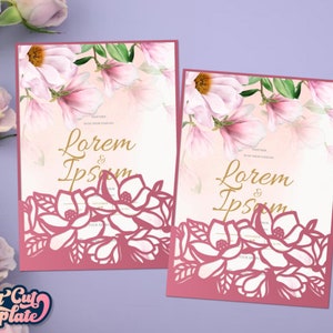 Magnolie Tasche Umschlag 13x18, Hochzeitseinladung SVG Vorlage Cricut, Laser geschnitten Umschlag Hochzeit, Magnolie Cricut Cameo Dateien.