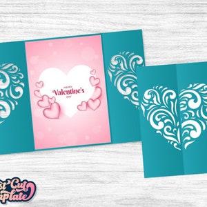 Karta Heart Gate SVG, zaproszenie ślubne SVG 5x7, karta w kształcie serca, karta walentynkowa, karta urodzinowa SVG, szablon do wycinania Cricut Cameo wycinany laserowo.