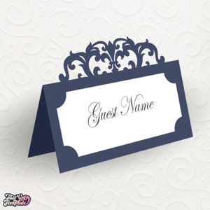 Bruiloft plaats kaart SVG, Fleur de lis knipsel patroon, bruiloft tabelnummer, luxe bruiloft zitplaatsen kaart, sjabloon Cricut Cameo Laser gesneden.