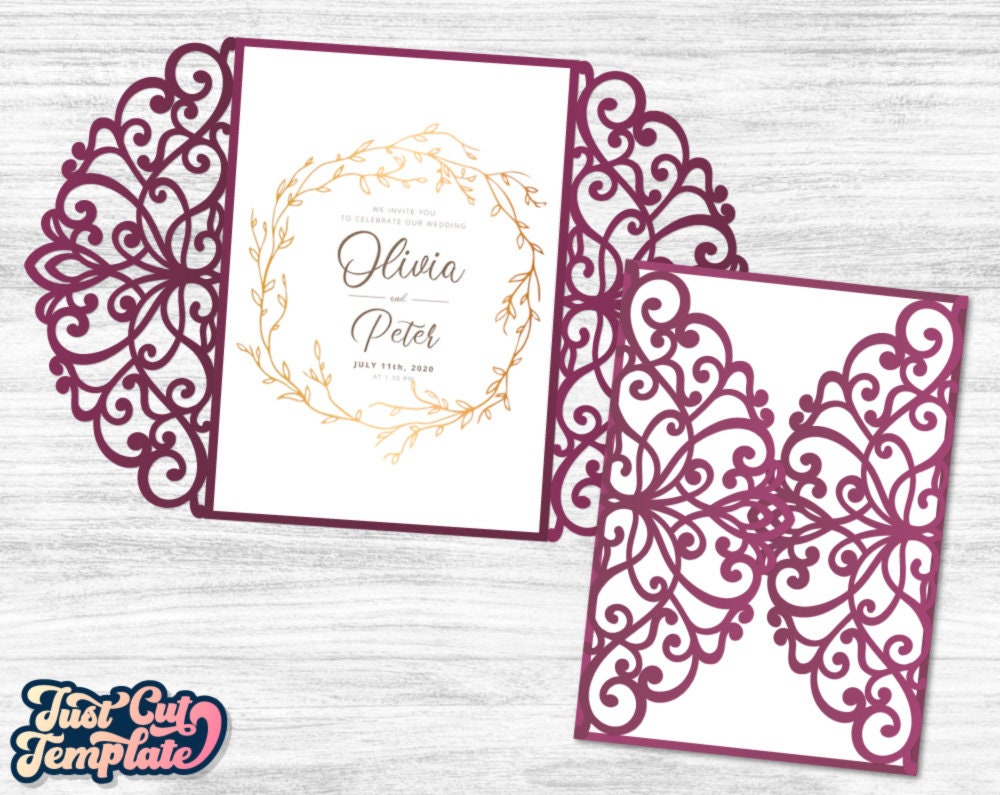 Wedding Invitation Templates SVG Set Wedding Card Envelope Etsy UK