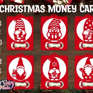Weihnachts Geldkarte SVG Bundle, Weihnachts Gnom Karten Set SVG Cricut, Weihnachtskarten Schnitt Vorlagen, Weihnachtsgeschenkkarten Laser geschnitten.