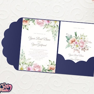 Hochzeit Dreifaltige Briefumschlag SVG, einfacher dreifacher Briefumschlag 13x18, Hochzeitseinladung SVG Cover, Vorlage Cricut Cameo Laser cut Papercut.