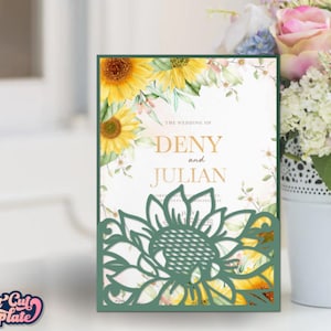 Sonnenblume Tasche Einladung SVG 5x7, Hochzeit Einladung svg Cover, Sonnenblume Tasche Umschlag, Vorlage Cricut Cameo Laser geschnitten, digital.
