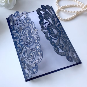 Wedding Invitation SVG Cricut, Gate fold card 5x7, Draw and cut wedding design, Quinceañera invite, template Cricut Cameo Laser cut, Digital