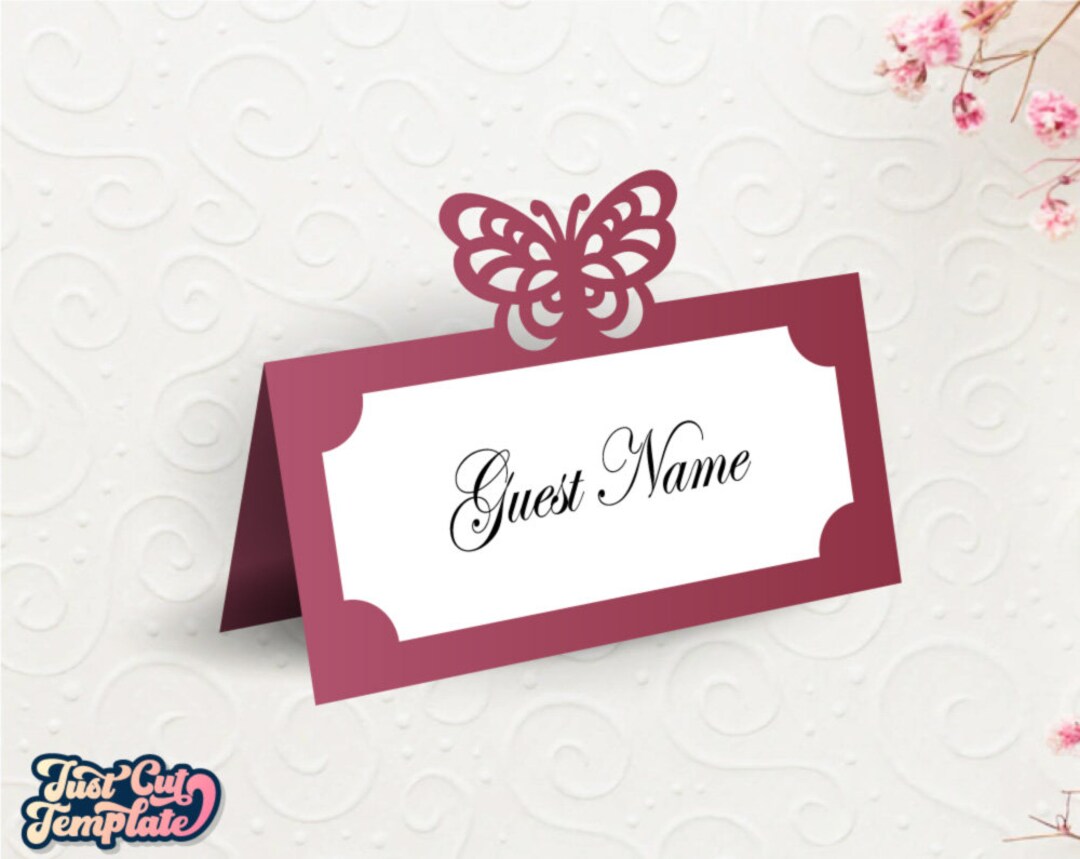 Butterfly Place Card SVG, Wedding Escort Card Svg, Tent Card, Table