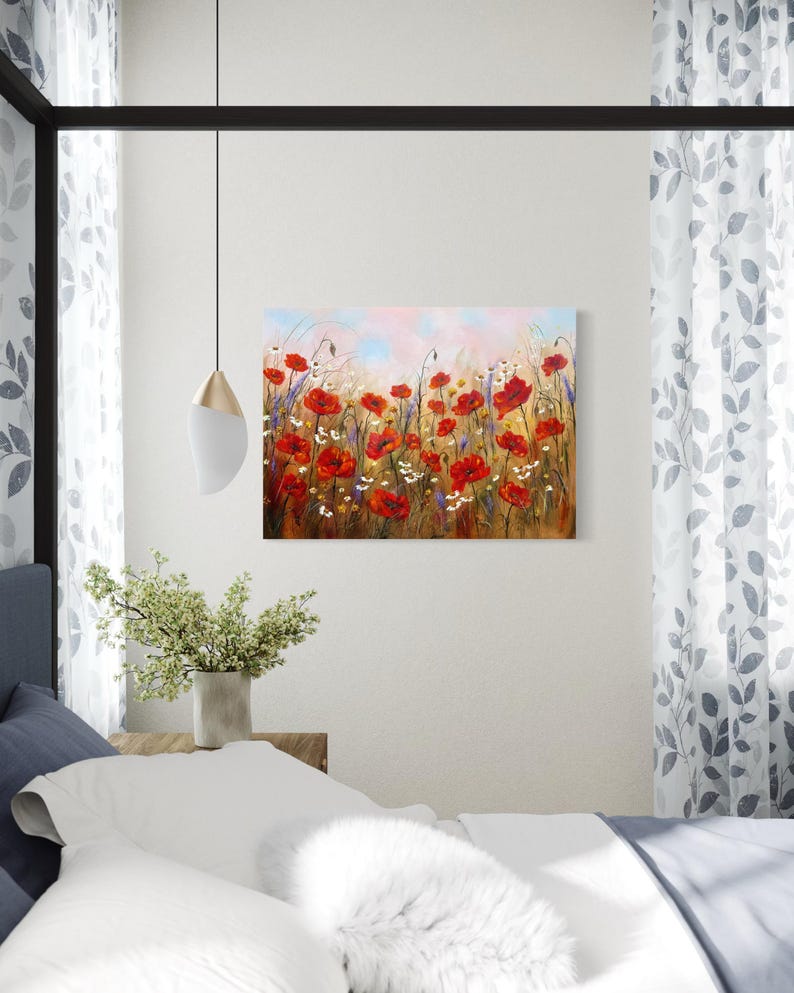 Red Poppies Oil Painting – Original Floral Art, 80x60cm - Etsy