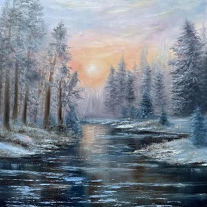 Reflections in Hues of Love - Ölgemälde auf Leinwand gestreckt 80*80 cm, BESTE LANDSCHAFT Geschenk klassisches interieor, Büro, Mann, lila, Geburtstag