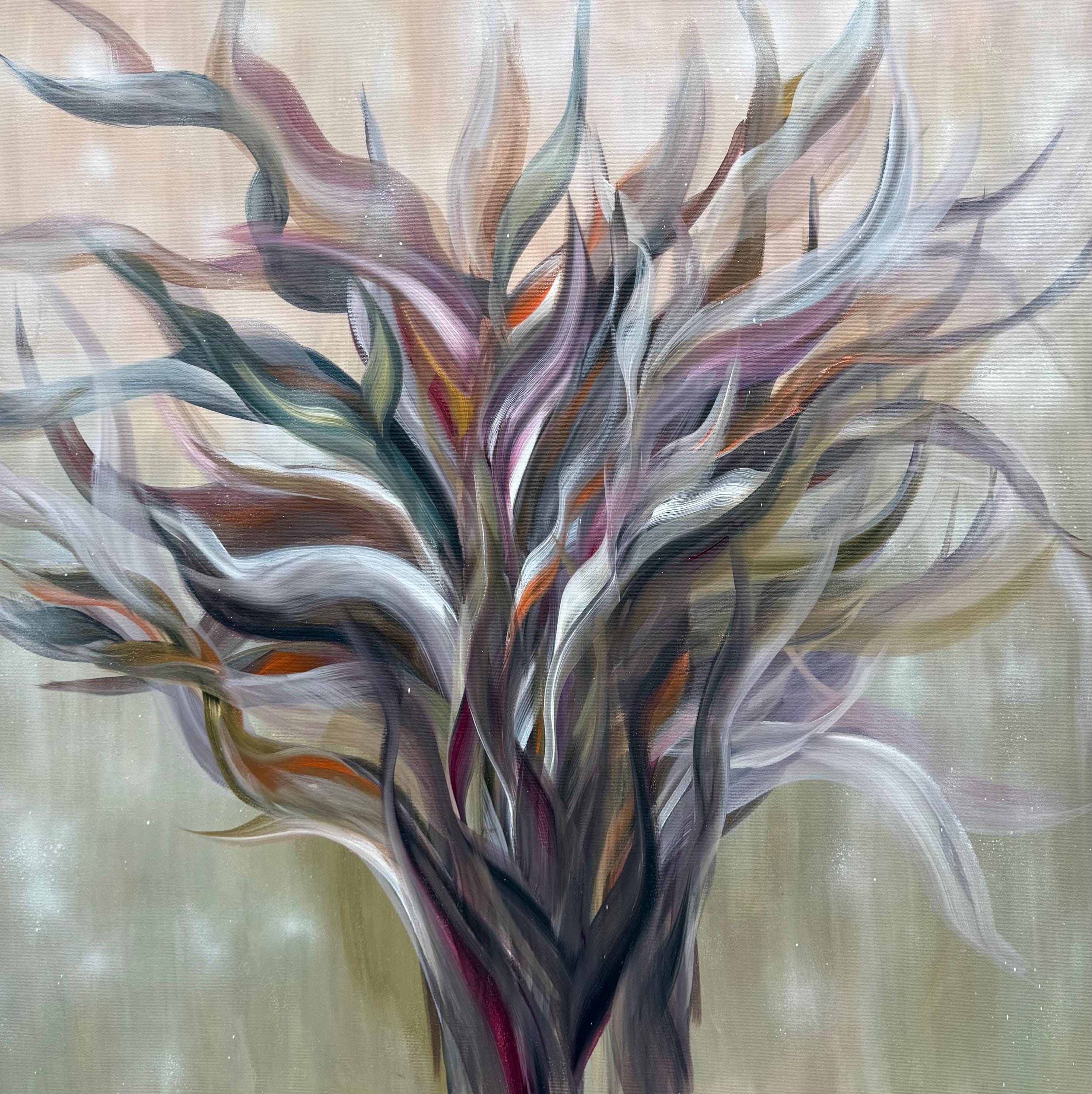 抽象的な花のアクリル画 – 90 x 90 cm オリジナルアート - Etsy 日本