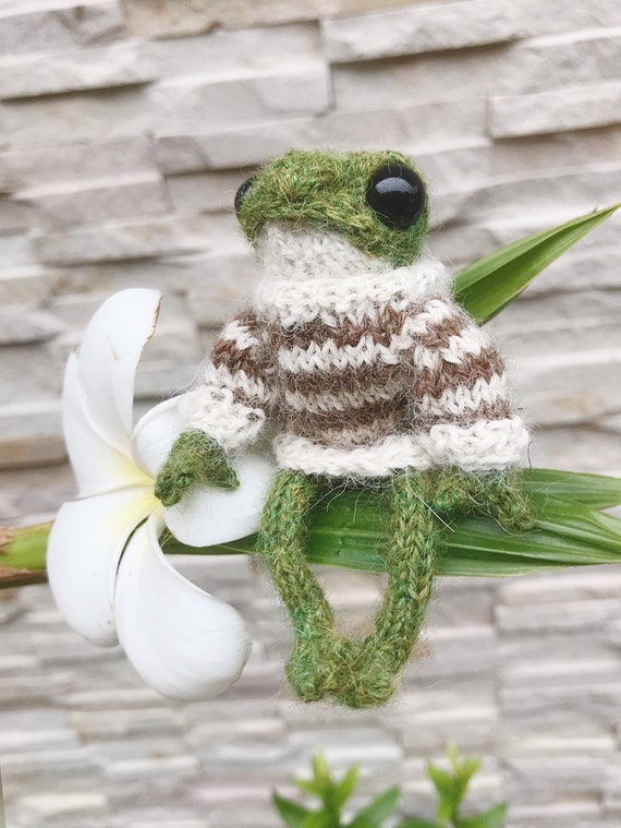 Knitted Frog in Sweater Crochet Froggy in Clothes Frog and Toad Plush Knit  Movable Tiktok Knitting Frog Toy Frog Doll -  Canada