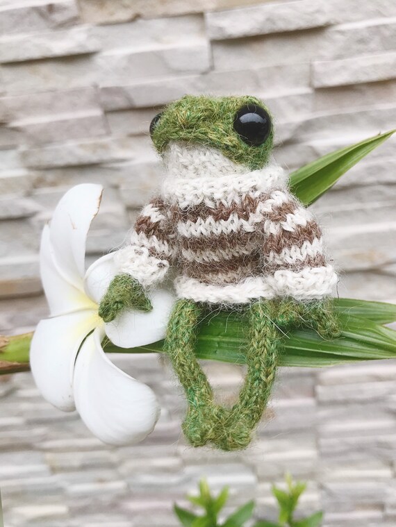 Cute Frog Plush Stuffed Animal w/ Sweater Clothes & Backpack, Soft