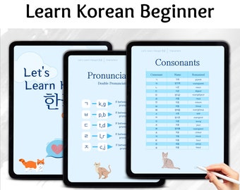 Korean Language Learning Book, Vocabulary Note For Korean, Letter Tracing Worksheet, Study Guide Template, Visual Learner PDF, Korean Phrase