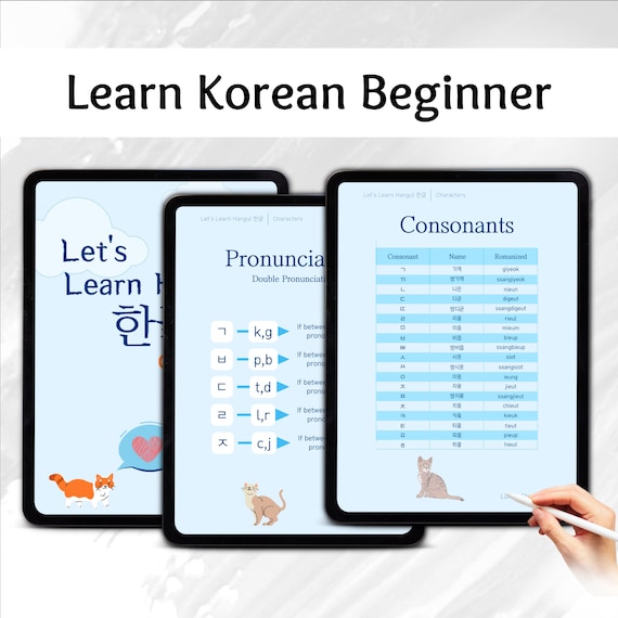 Learn To Write Korean Ebook, Learn Korean PDF, Korean Study Characters, Tracing Characters, iPad Learning, Korean Alphabet, Gift For Student