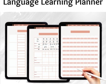 Language Learning Planner, Notebook Template, Learn Korean Japanese French, Student Teacher, Digital GoodNotes, Hyperlinked Notebook, Paper