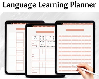 Language Learning Planner, Notebook Study Learn, Korean Japanese French Spanish German,Student Digital GoodNotes, Journal Hyperlink Workbook