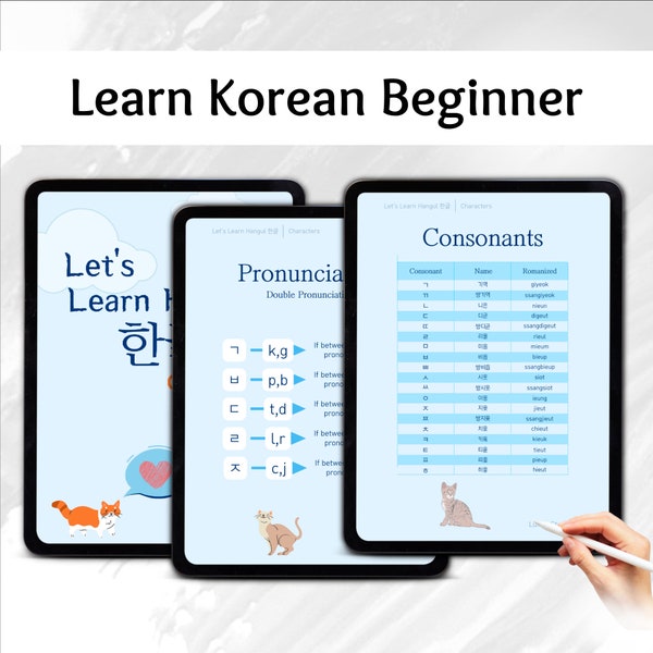 Leer Koreaans eBook, Koreaanse studieboeken, werkblad voor het overtrekken van alfabet, digitale producten voor het leren van talen, Hangul-studiepakket, digitaal notitieboekje