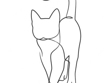 Continuous line drawing of cute cat cat one line drawing minimalist design