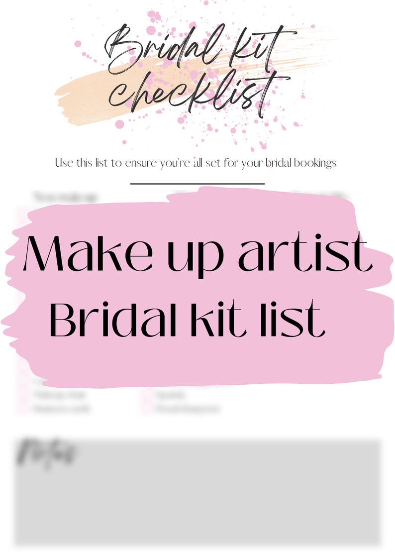 Bridal Makeup Kit List for Makeup Artists. Downloadable Etsy