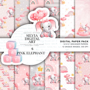 Rosa Elefant Digitales Papier