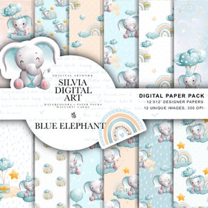 Blue Elephant Digital Paper